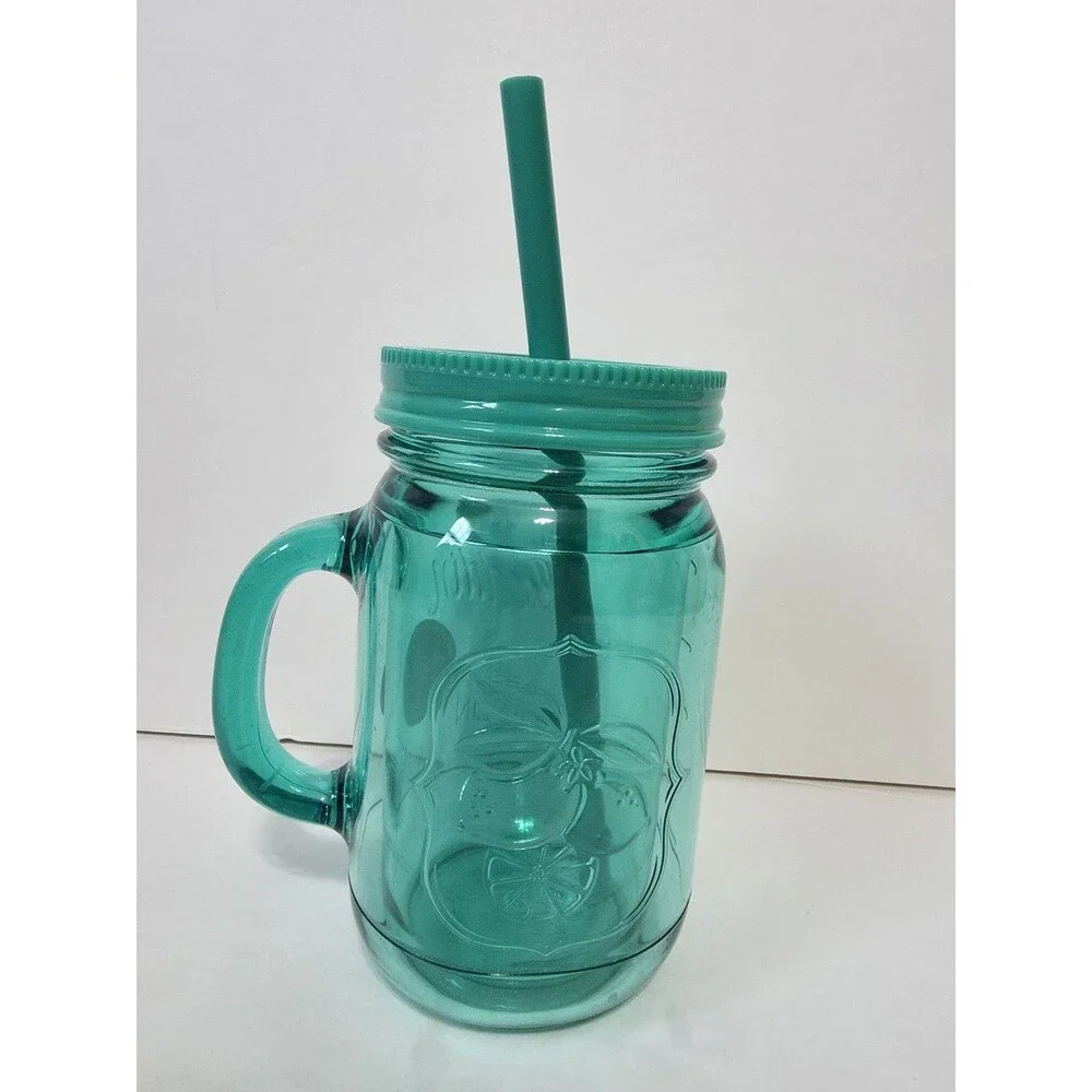 Aladdin Insulated Mason Jar Tumbler/Mug W/ Straw Green 16oz